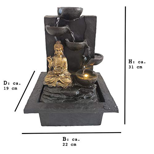 LED-Zimmerbrunnen mit Buddha und Wasserfall von DRULINE - 3