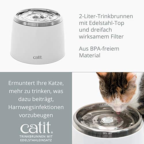 Katzenbrunnen “Fresh & Clear” mit Edelstahleinsatz von Catit 2 L - 3