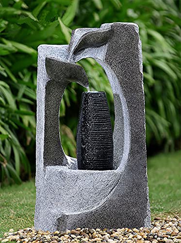 Großer Kaskadenbrunnen FoColonnina mit Beleuchtung 87 cm Höhe in Steinoptik - 2