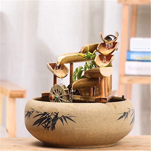 Bambusbrunnen mit mehreren Stufen und Mühlenrad - 3