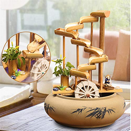 Bambusbrunnen mit mehreren Stufen und Mühlenrad - 5