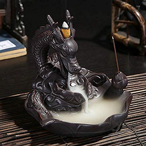 Räucherbrunnen Drache aus Keramik mit Räucherstäbchenhalter - 4
