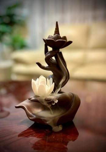 Räucherbrunnen in Buddha-/Lotusdesign mit Räucherstäbchenhalter aus Keramik - 4