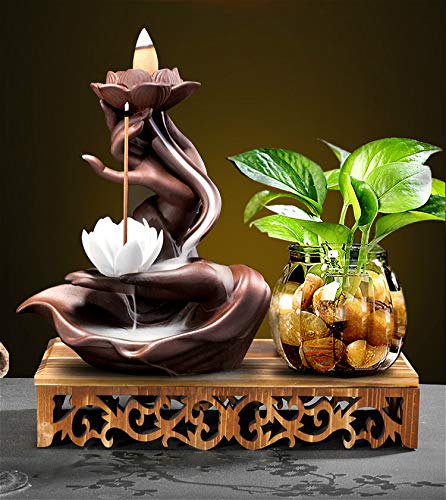 Räucherbrunnen in Buddha-/Lotusdesign mit Räucherstäbchenhalter aus Keramik - 5