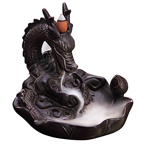 Rauchbrunnen in Drachendesign mit Räucherstäbchenhalter aus Keramik