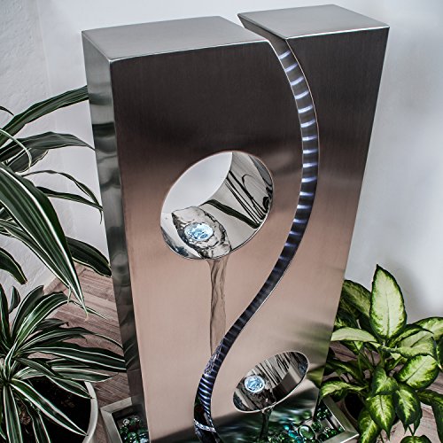 Wasserwand Yin Yang mit LED-Beleuchtung und Edelstahlbecken 90 cm Höhe - 4