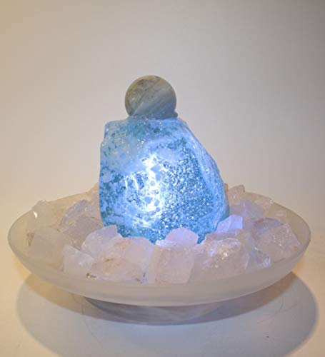 Edelsteinbrunnen Polaris mit Fluorit-Kugel und Bergkristall Chips - 2