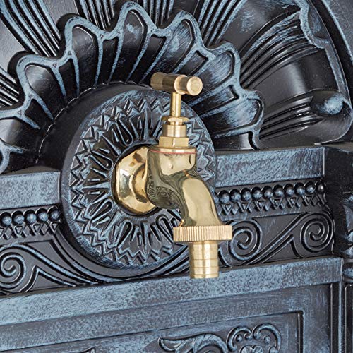 Grauer Wandbrunnen Standbrunnen antik mit Wasserhahn 80 cm Höhe - 7