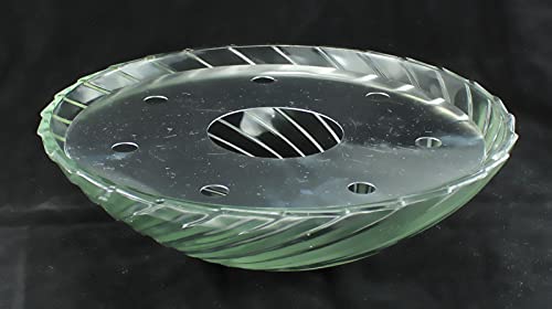 Zimmerbrunnenschale aus Alabaster Glas Ø 32 cm mit Einlage aus Metall in der Farbe weiß - 4