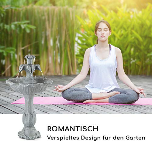 blumfeldt Floreal - Gartenbrunnen, Springbrunnen, Standbrunnen, frostbeständiges, UV-stabiles Polyresin, 6 Watt, Romantisches Design, drinnen und draußen, Steinoptik, hellgrau - 2