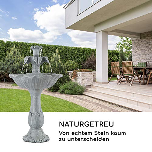 blumfeldt Floreal - Gartenbrunnen, Springbrunnen, Standbrunnen, frostbeständiges, UV-stabiles Polyresin, 6 Watt, Romantisches Design, drinnen und draußen, Steinoptik, hellgrau - 4