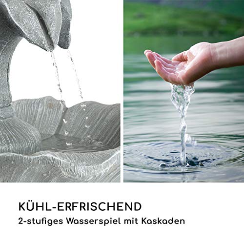 blumfeldt Floreal - Gartenbrunnen, Springbrunnen, Standbrunnen, frostbeständiges, UV-stabiles Polyresin, 6 Watt, Romantisches Design, drinnen und draußen, Steinoptik, hellgrau - 5