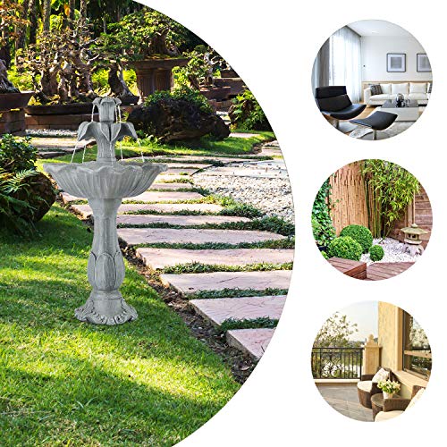 blumfeldt Floreal - Gartenbrunnen, Springbrunnen, Standbrunnen, frostbeständiges, UV-stabiles Polyresin, 6 Watt, Romantisches Design, drinnen und draußen, Steinoptik, hellgrau - 8