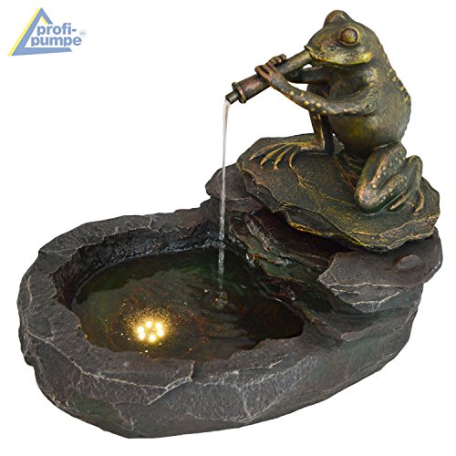 AMUR Gartenbrunnen Brunnen Zierbrunnen Zimmerbrunnen Brunnen Vogelbad Durstiger Frosch mit LED-Licht 230V Wasserfall Wasserspiel für Garten, Gartenteich, Terrasse, Teich, Balkon Sehr Dekorativ - 2