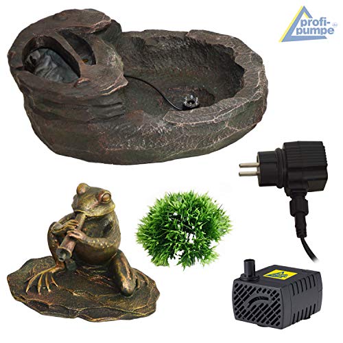AMUR Gartenbrunnen Brunnen Zierbrunnen Zimmerbrunnen Brunnen Vogelbad Durstiger Frosch mit LED-Licht 230V Wasserfall Wasserspiel für Garten, Gartenteich, Terrasse, Teich, Balkon Sehr Dekorativ - 5