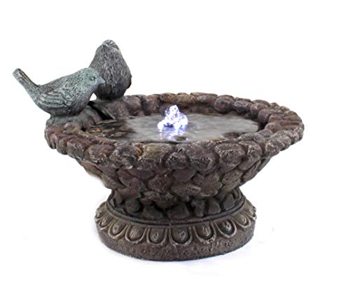 DARO DEKO Brunnen-Set mit Stromstecker und Pumpe Vogeltränke niedrig 24cm x 17cm - 5