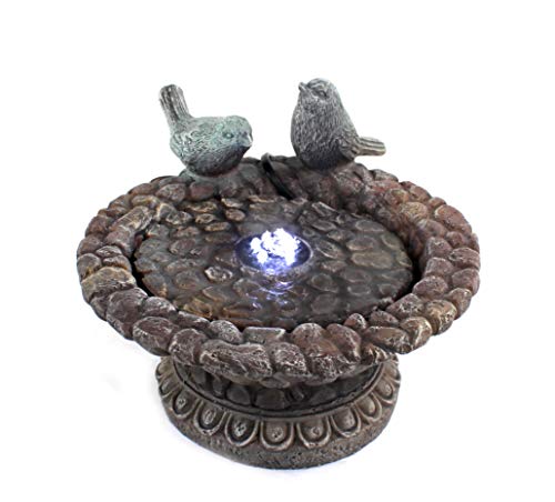 DARO DEKO Brunnen-Set mit Stromstecker und Pumpe Vogeltränke niedrig 24cm x 17cm - 6