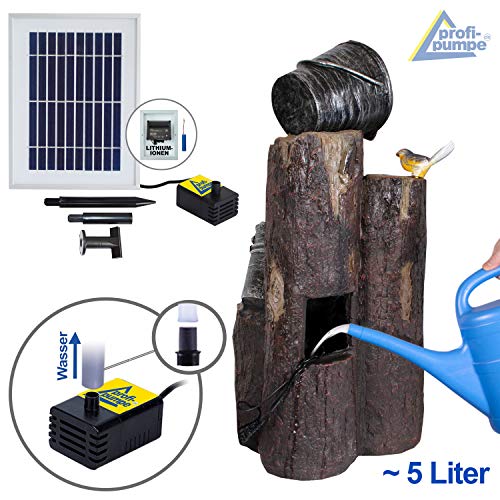 Gartenbrunnen Solarbrunnen Brunnen Vogelbad Wasserfall, Gartendeko mit Pumpe, Wasserspiel für Garten Terrasse, Balkon, Sehr Dekorativ, Led-Licht-Gartenleuchte - 3