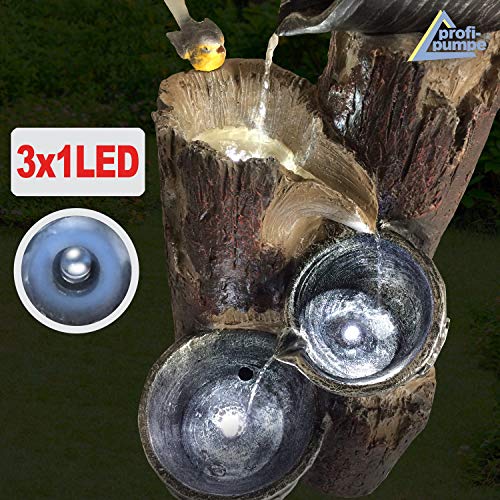 Gartenbrunnen Solarbrunnen Brunnen Vogelbad Wasserfall, Gartendeko mit Pumpe, Wasserspiel für Garten Terrasse, Balkon, Sehr Dekorativ, Led-Licht-Gartenleuchte - 5