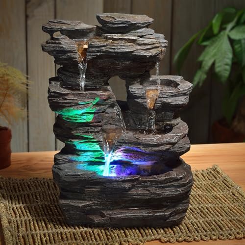 Kaskadenbrunnen Pietra in Steingrau mit LED-Beleuchtung - 11