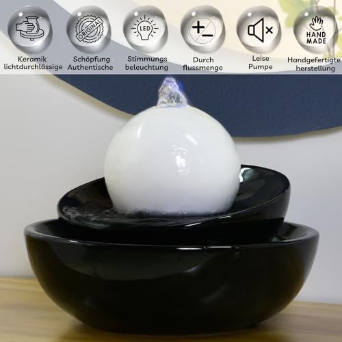 Kugelbrunnen Zen Flow mit LED-Beleuchtung aus Keramik - 3