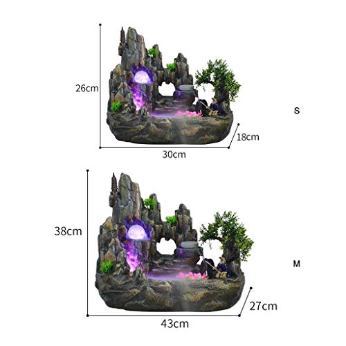 Xinxinchaoshi Indoor Desktop Brunnen Wasserfall Harz Steingarten Brunnen Set enthält Zerstäuber rotierende Kugel Beleuchtung Zubehör geeignet for Wohnzimmer Büro (Größe : S) - 2
