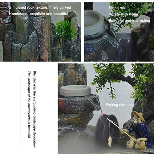 Xinxinchaoshi Indoor Desktop Brunnen Wasserfall Harz Steingarten Brunnen Set enthält Zerstäuber rotierende Kugel Beleuchtung Zubehör geeignet for Wohnzimmer Büro (Größe : S) - 3