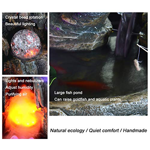 Xinxinchaoshi Indoor Desktop Brunnen Wasserfall Harz Steingarten Brunnen Set enthält Zerstäuber rotierende Kugel Beleuchtung Zubehör geeignet for Wohnzimmer Büro (Größe : S) - 4