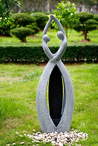 Großer Zimmerbrunnen FoCoppia 145cm mit Beleuchtung in Steinoptik - 2
