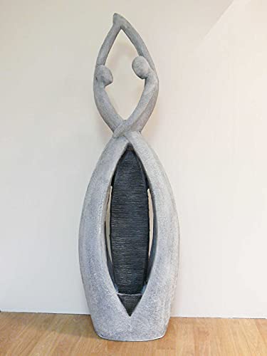 Großer Zimmerbrunnen FoCoppia 145cm mit Beleuchtung in Steinoptik - 3