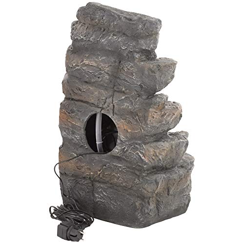 MACOShopde by MACO Möbel Gartenbrunnen Wasserfall medium - Dekobrunnen mit warmweißer LED Beleuchtung, ca. 60 x 32 x 25 cm, grau/Steinoptik - 4