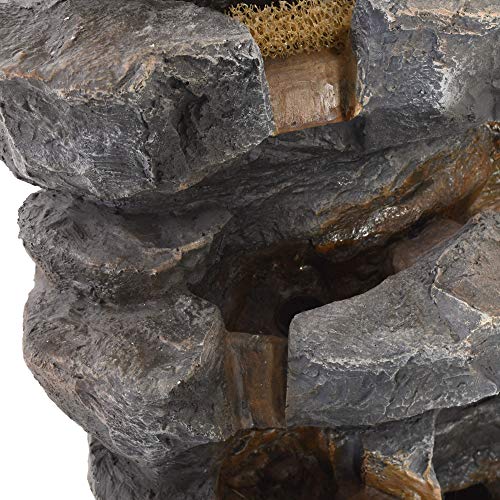 MACOShopde by MACO Möbel Gartenbrunnen Wasserfall medium - Dekobrunnen mit warmweißer LED Beleuchtung, ca. 60 x 32 x 25 cm, grau/Steinoptik - 5
