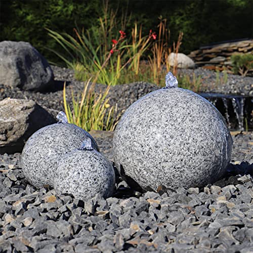 Gartenbrunnen aus Granit mit 3 Kugeln und LEDBeleuchtung