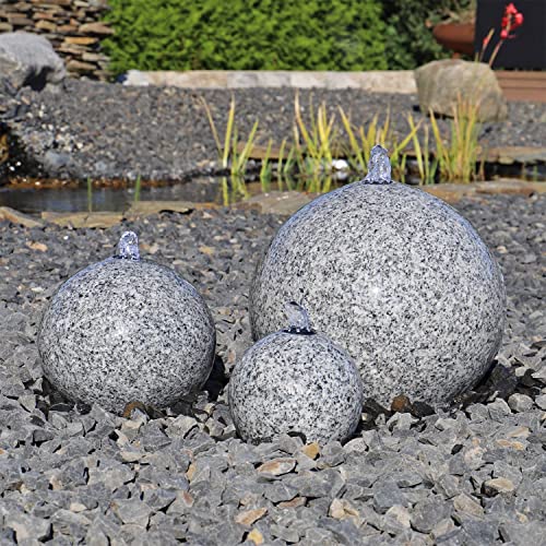 Gartenbrunnen aus Granit mit 3 Kugeln und LEDBeleuchtung