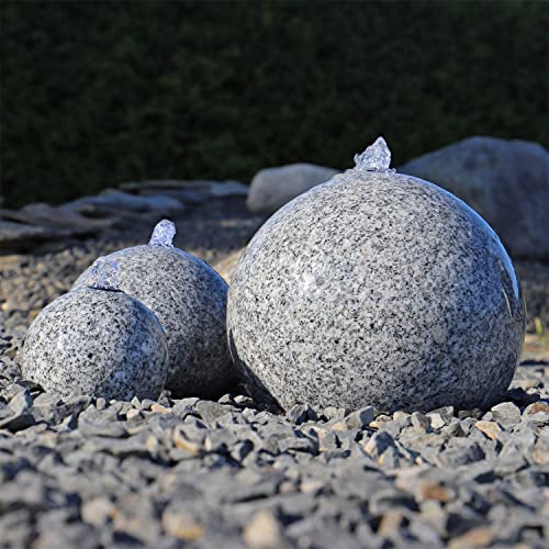 Gartenbrunnen aus Granit mit 3 Kugeln und LED-Beleuchtung - 4