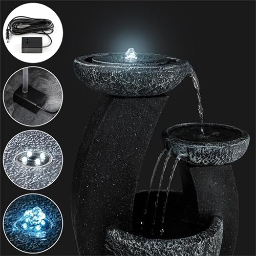 Solarbrunnen in Granitoptik “Fantaghiro” mit LED-Beleuchtung und Wasserfall - 3