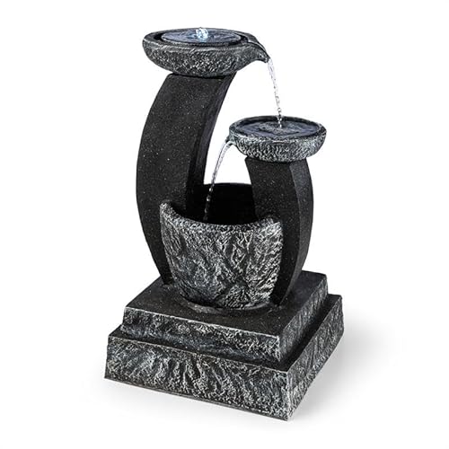 Solarbrunnen in Granitoptik “Fantaghiro” mit LED-Beleuchtung und Wasserfall - 4