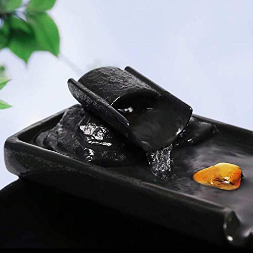 HFFFHA Garten-Brunnen-Keramik Wasser Desktop-Wasser-Eigenschaft Zen-Brunnen Indoor-Wasser-Brunnen for Den Garten Feng Shui Innen Ornaments Zimmerbrunnen Glückliche Wassertank Fish Tank Small Gift Zen - 4