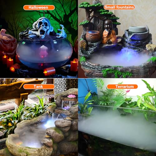 FITNATE Spritzschutz Ultraschall-Nebelmaschine, 12 LED Mister Fogger Springbrunnen Teich Nebelmaschine Zerstäuber Luftbefeuchter, Mini Größe große Nebelkapazität, ideal für Halloween, Feiertage, Party - 3