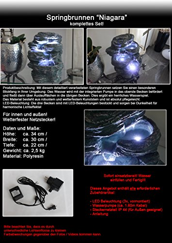 Zimmerspringbrunnen “Niagara” mit LED-Beleuchtung von Arnusa - 6